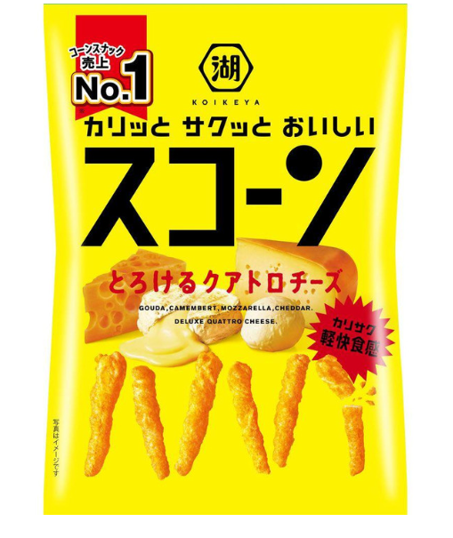 4901335510249 d03 Japanese Food Scone Melt-In-Your-Mouth Quattro Cheese 73g Koikeya