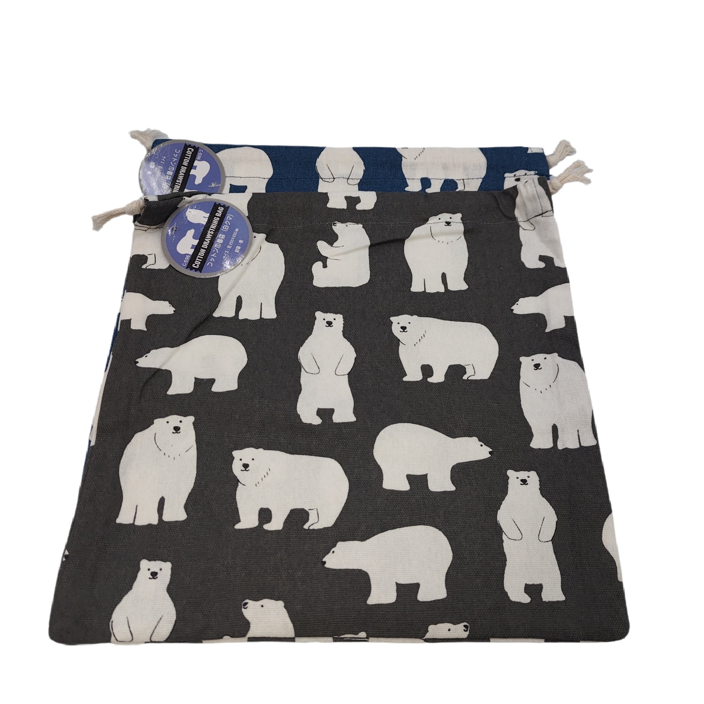 Cotton drawstring bag (white bear)