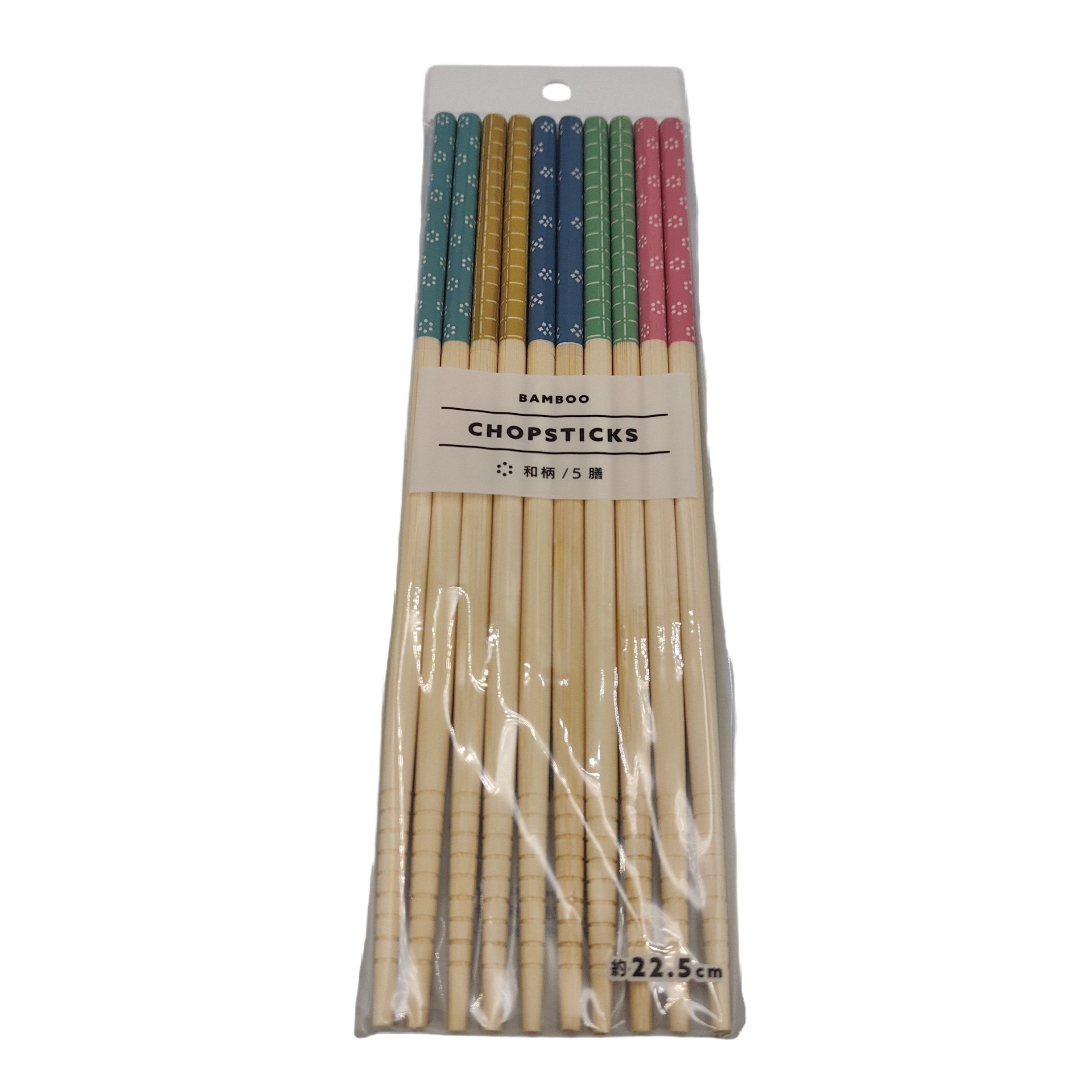 White bamboo chopsticks 5 sets japanese pattern