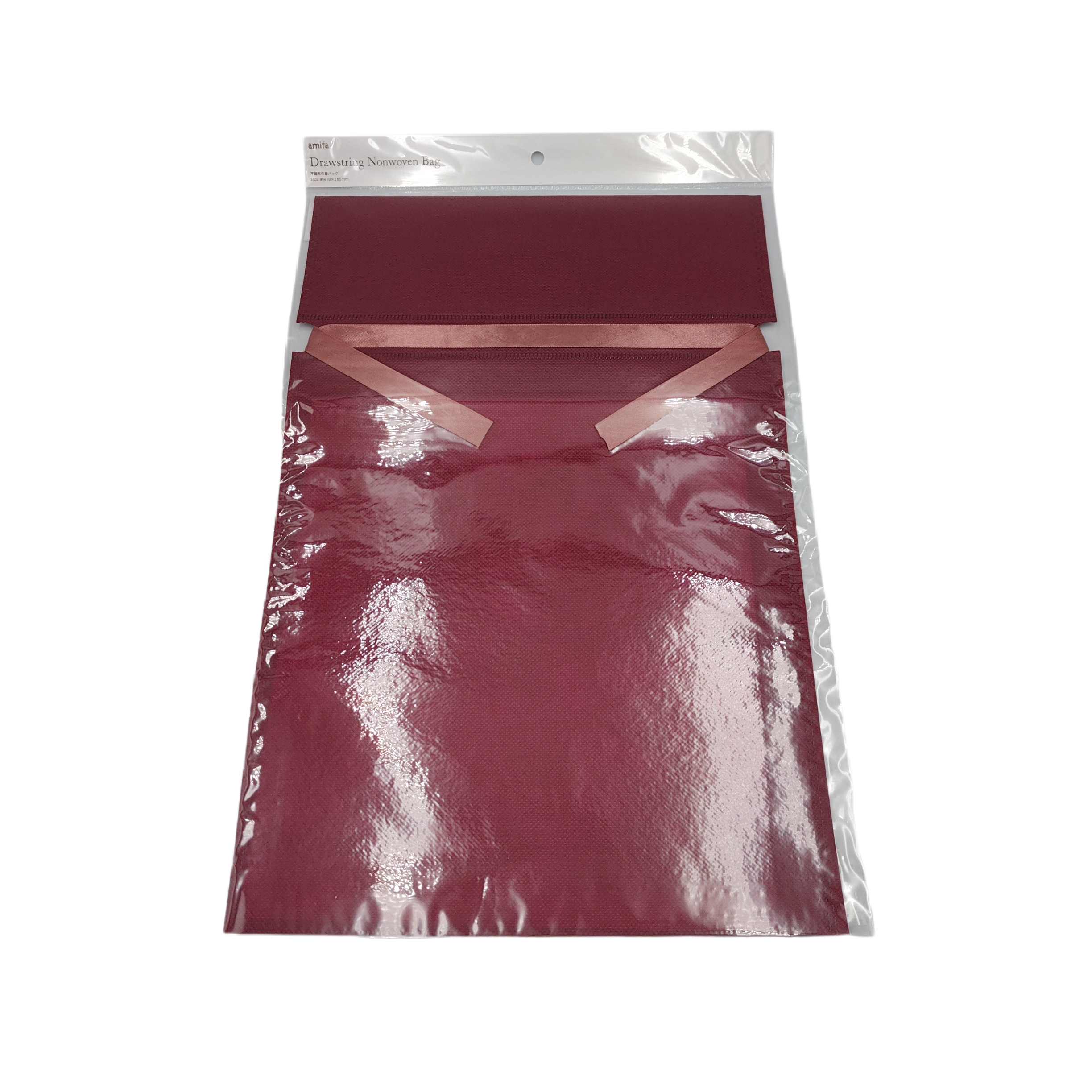 Non-woven drawstring bag L black・bordeaux