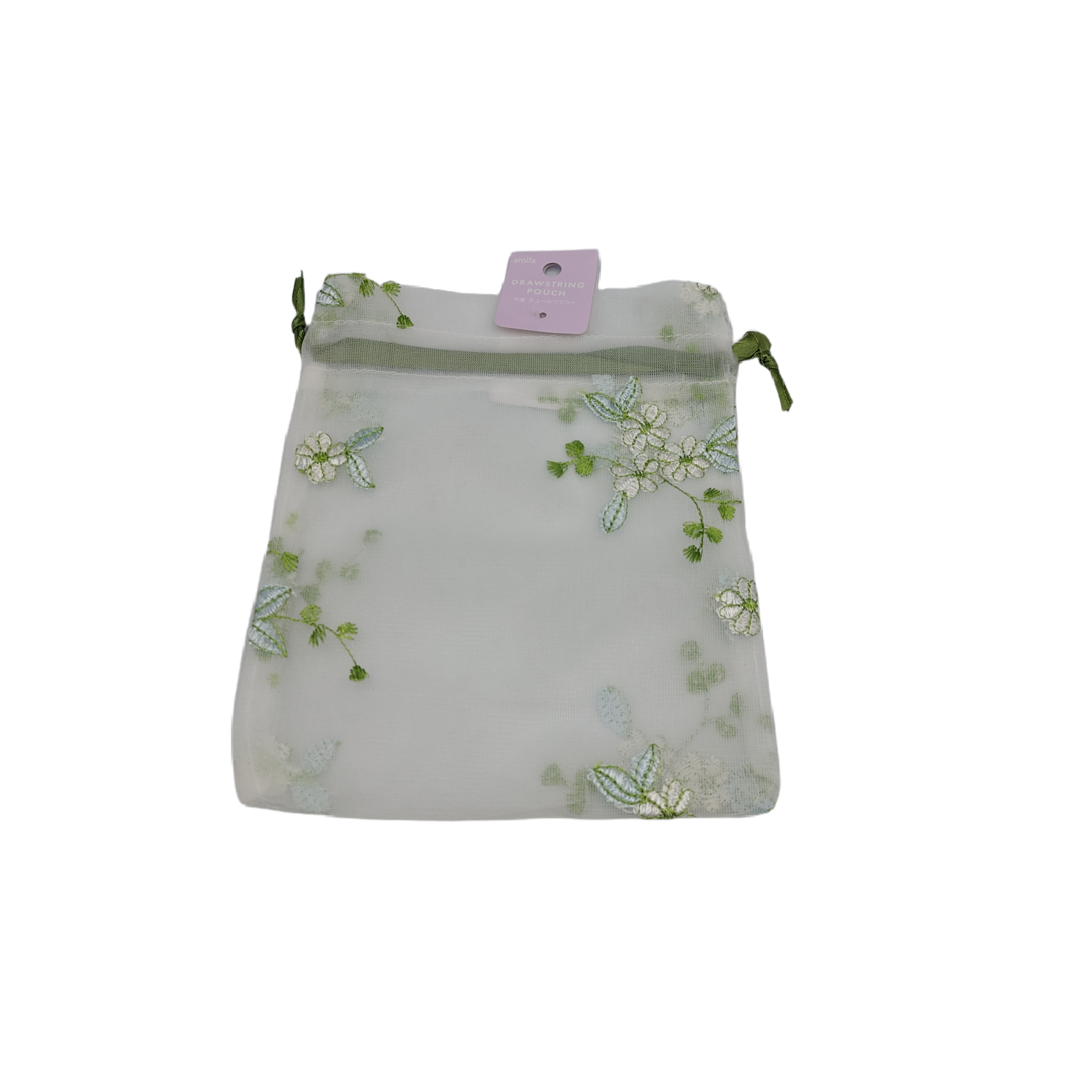 Drawstring bag tulle embroidery