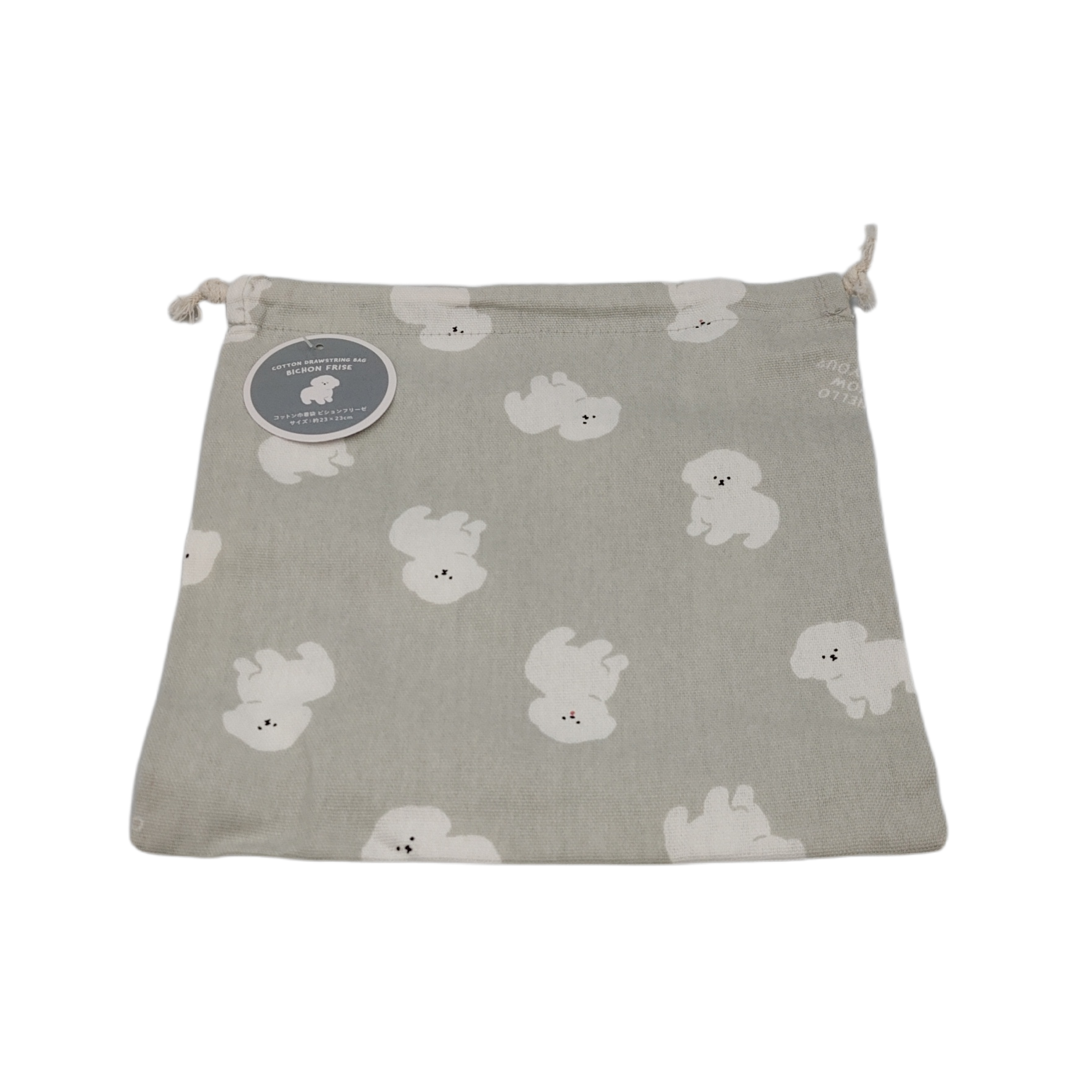 Cotton drawstring bag bichon frize