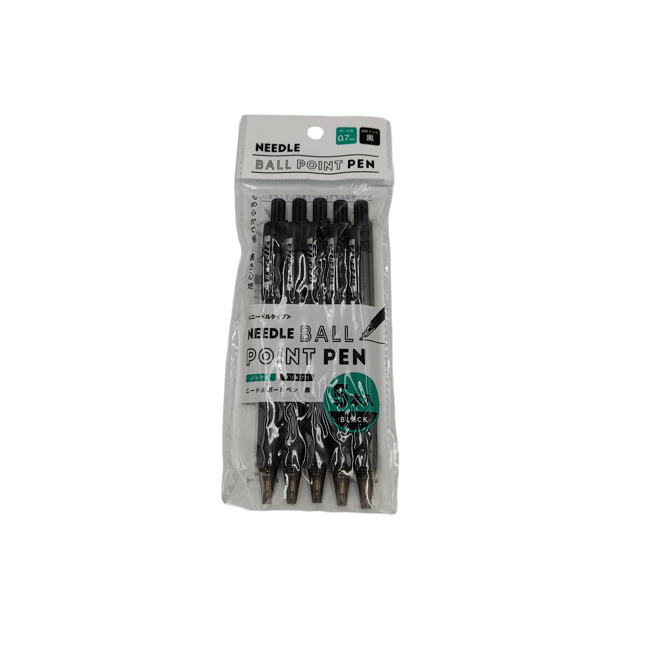 Needle ballpoint pen black 0.7mm 5P