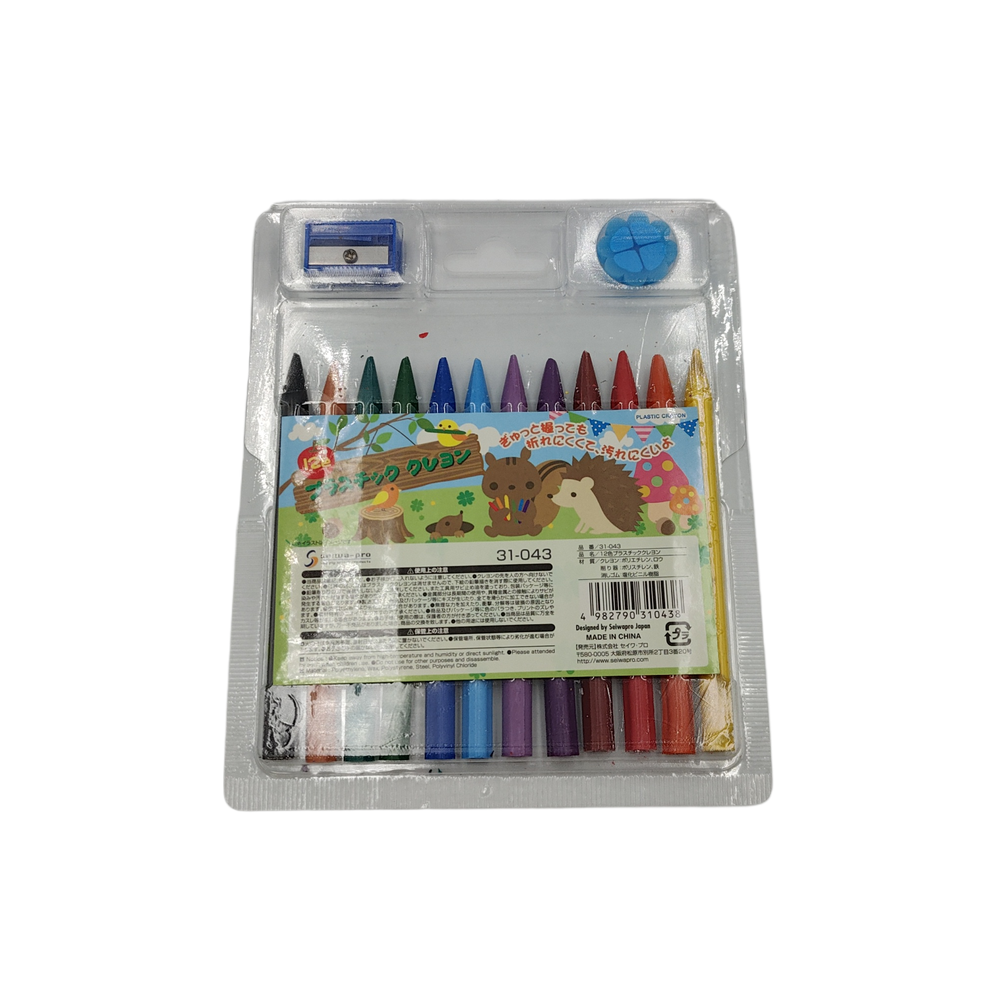 12 color plastic crayon