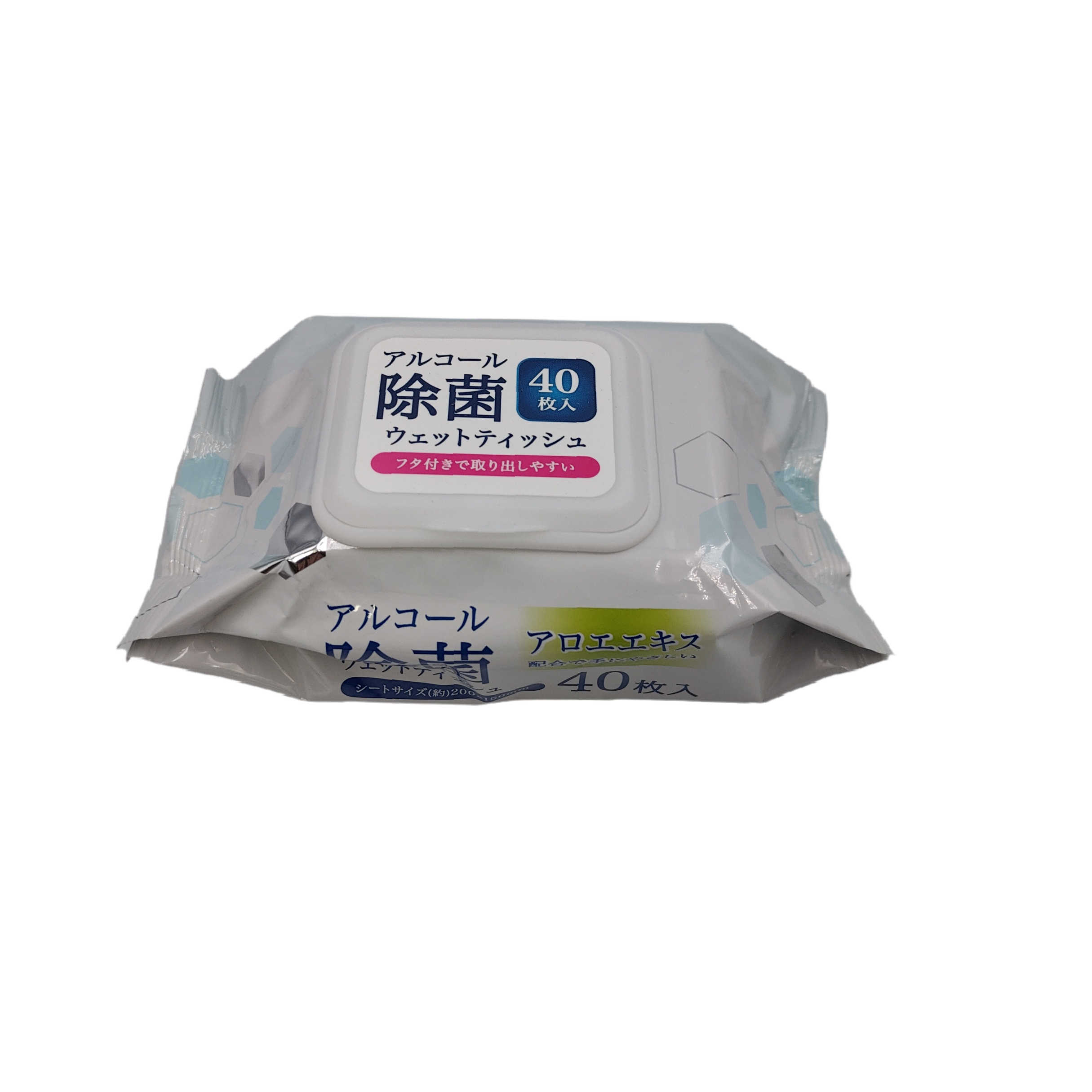 Sterilization wet wipes with lid 40 sheets aloe