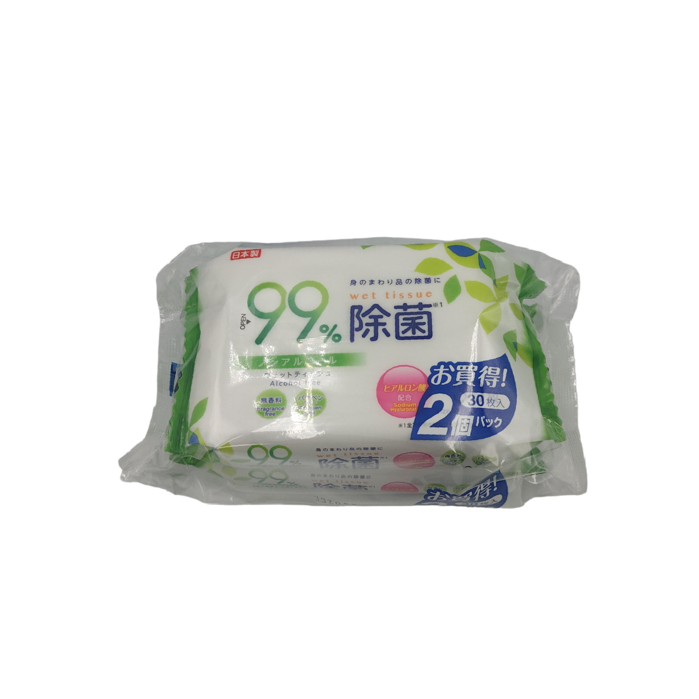 Non-alcoholic sanitizing outing wet 30 sheets 2P