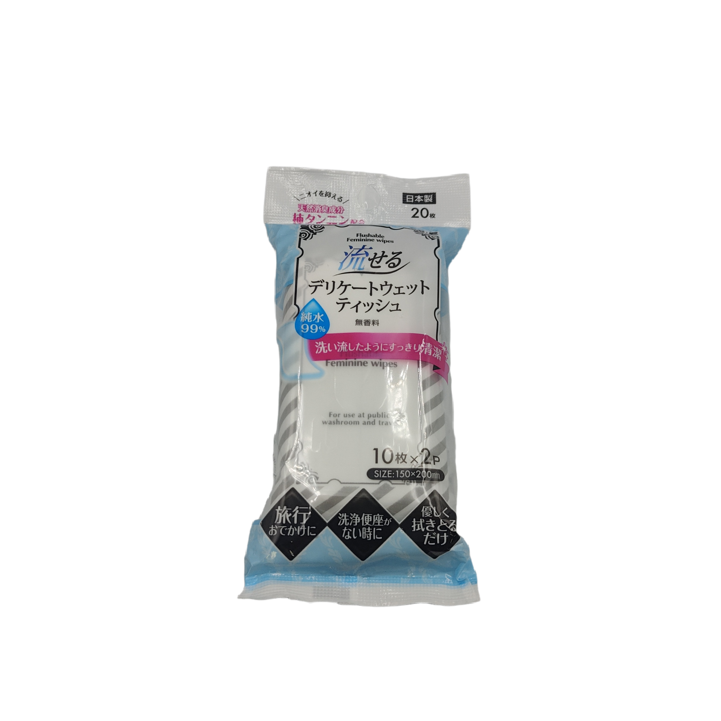 Flushable delicate wet tissue 10s x 2p