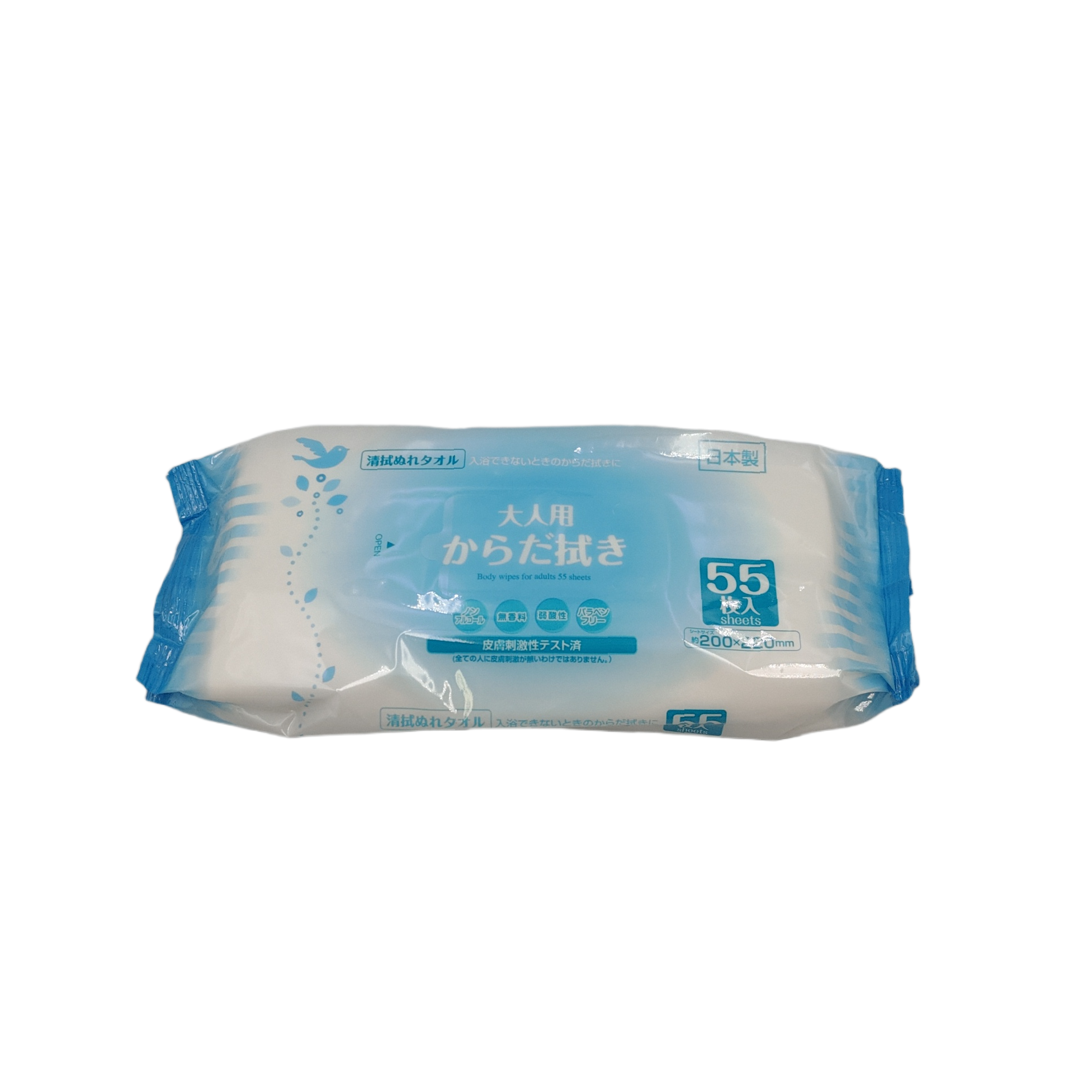 Non alcohol body wipes for adult 55s