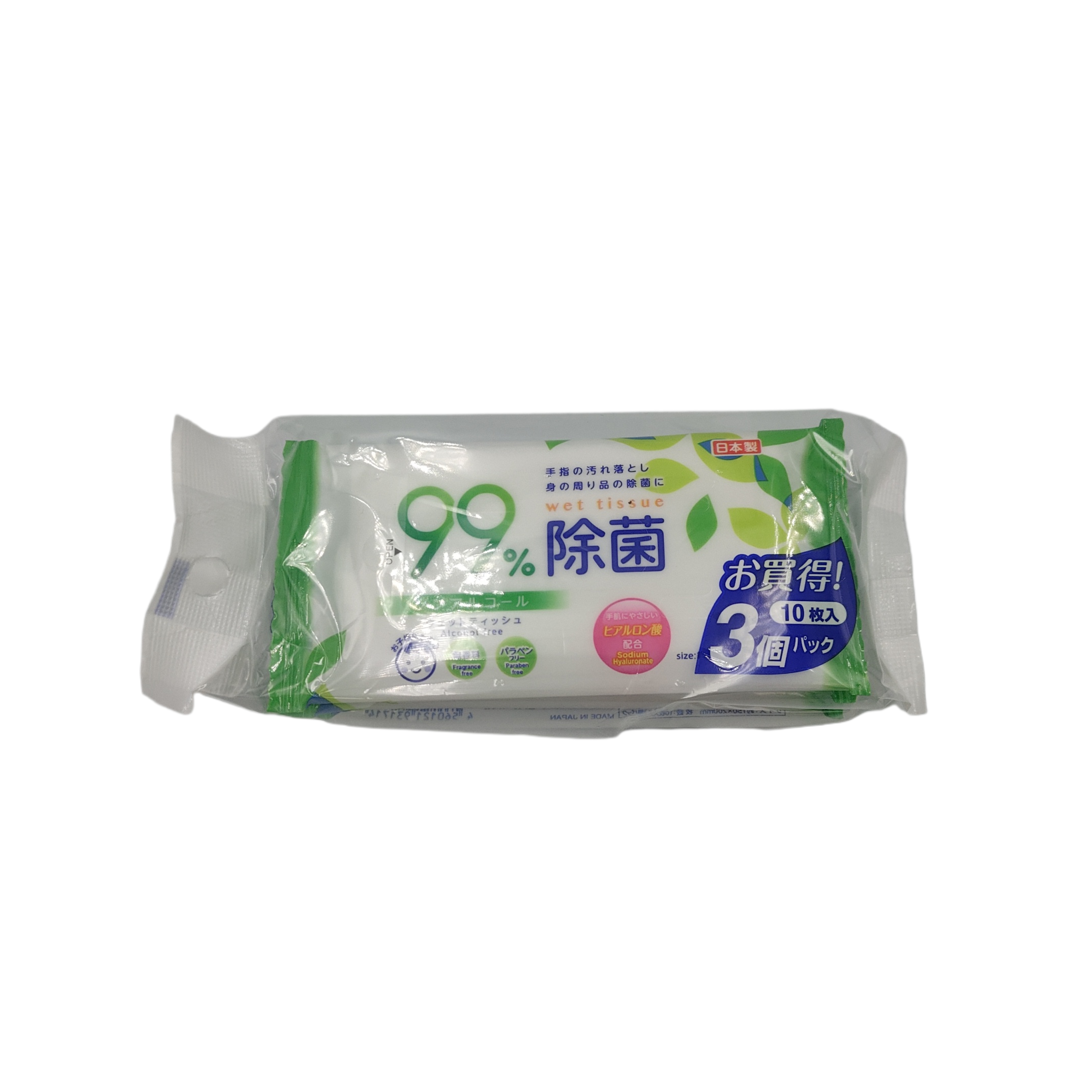 Non-alcohol bacteria elimination pocket wet tissue 10s 3p
