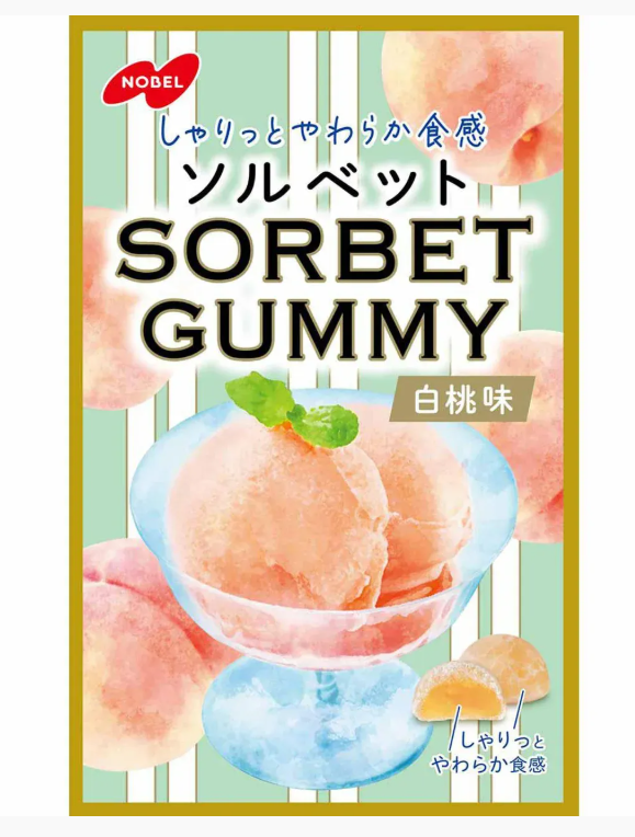 149/1 4902124072887 3m2 Nobel Confectionery Sorbet Gummy White Peach Flavor 50g