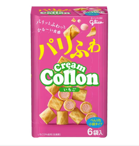 81/2 4901005530911 c09 Glico Cream Collon Biscuit Roll - Strawberry Flavour 81g