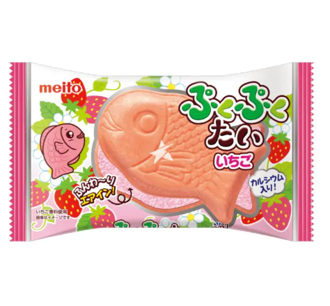 85/2 4902757114404 2j1 Meito Puku Puku Tai Choco Monaka Ichigo (Fish Shape Strawberry Choco Wafer) 16.5g