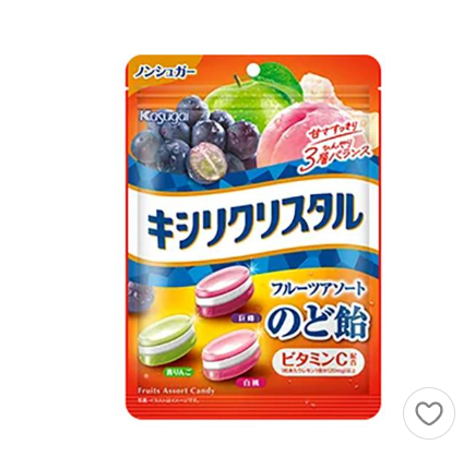 1/4 4901326130555 2i1 1H1 Kasugai Confectionery: Xyli Crystal Fruit Assortment Throat Lozenges, 67g