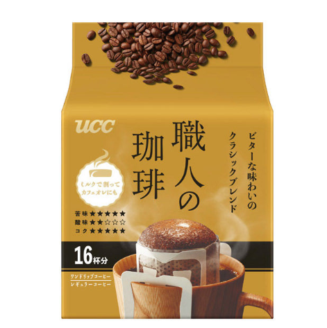 6/10 4901201157448 b11 UCC Ueshima Coffee: Artisan's Coffee — One-Drip Coffee (Drip Coffee) — Classic Blend with a Bitter Flavor — 1 Bag (16 Servings)