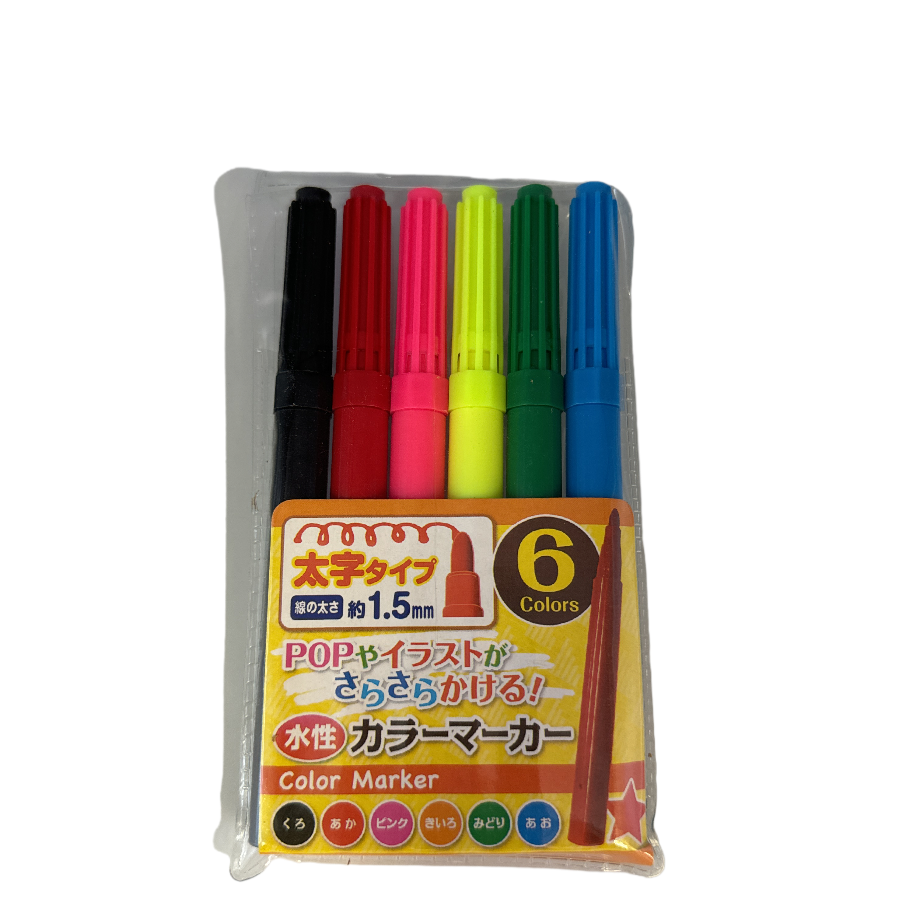 6 color water color markers (bold)
